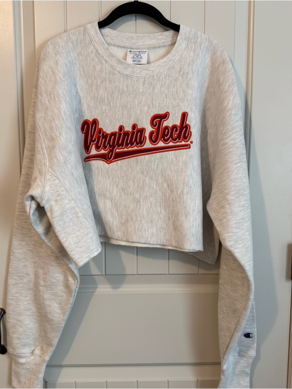 Champion Virginia Tech Gray Cropped Crewneck Sweatshirt